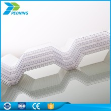 Folha de cobertura de policarbonato de papelão ondulado pluvial translúcido de parede dupla