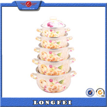 Full Flower Design 5PCS émaillant enrobage Casserole Pot