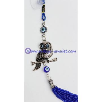 Blue evil eye owl pendant car decoration