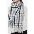 Elegant style striped checked warm winter woven scarf