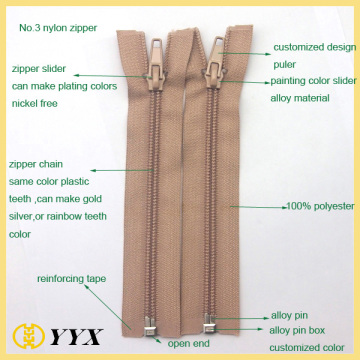 No.5 DTM nylon separando zíperes para casacos
