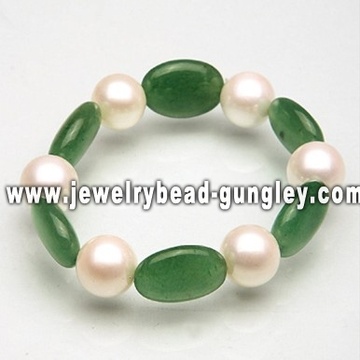 Pulseira de pérola e jade de moda