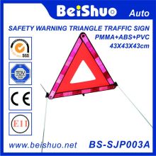 Panneau de signalisation de triangle triangulaire de sécurité de sécurité réfléchissante avec PMMA + ABS + PVC