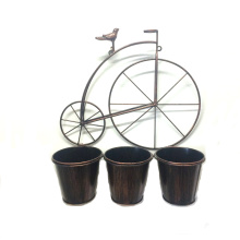 Decoración de la pared Bird Riding Bike Metal Flowerpot for Garden