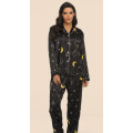 Women Satin Printed Long Sleeve Sleepwear Pajamas