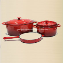 Conjunto de utensílios de cozinha de ferro fundido do esmalte 3PCS Fábrica aprovada pelo FDA