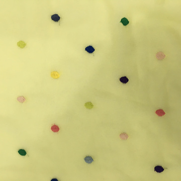 Colorful Dot Design Embroidery On Chiffon Fabric