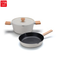 Wooden Handle Nonstick Kitchen Cooking Pot Coowkare Set