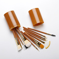 Orange Handle Synthetic Hair Makeup Brush Set