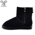 Womens Genuine Leather Sheepskin Lined Ankle Flat Boots