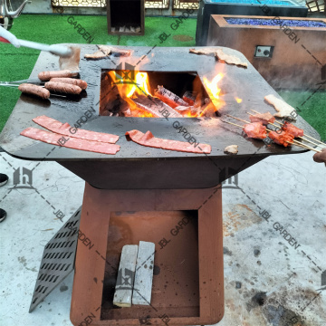 Barbecue en bois Corten Steel Charcoal BBQ