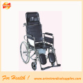 Commode wheelchair foldable chromed steel