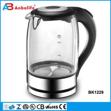 Anbo 1.7L Hot Sale Glas Wasserkocher mit Temperaturregler mit LED-Licht