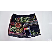 Black retro print men's beach shorts