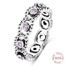 Púrpura joya piedra amatista incrustaciones de plata esterlina anillo (sri0027-b)