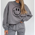 Jaqueta de jumper Smiley de lã de tamanho grande feminino