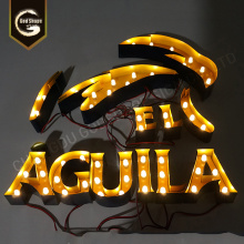 Halo Lit Metal Led Signs Carta de Aço Inoxidável