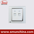 White Wall Socket with Internet Port Telephone Port