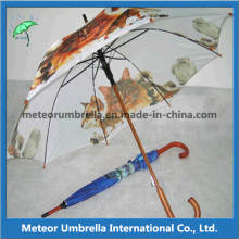 De madera automática impreso regalo promocional paraguas de lluvia