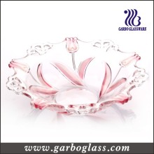 Colored Flower Design Glass Fruit Bowl