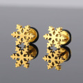 Small gold plated snowflake earrings studs