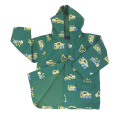 Yj-1109 Hooded Cute Green PU Toddler Light Rain Jacket Rains Raincoat