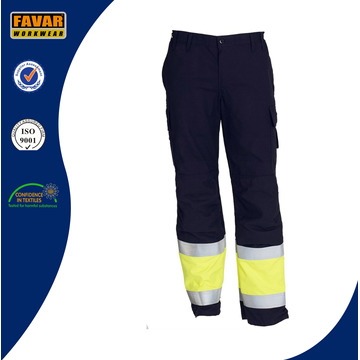 Yellow Black Cotton Drill Men′s Light Hi Vis Trousers Work Pants