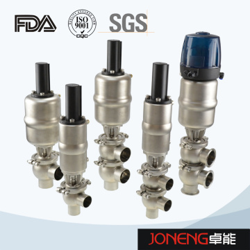Válvula de assento dupla de derivação de fluxo pneumático sanitário de aço inoxidável (JN-FDV1005)