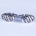 Custom Design Silver Plated Black Stones Cufflinks