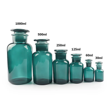 Botella de reactivo de vidrio verde de 60 ml con tapa de vidrio