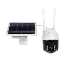 Outdoor surveillance dome camera with solar panels