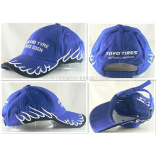 Flame embroidery wholesale blue baseball cap