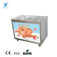 Máquina de rolo de sorvete frito de frutas frescas