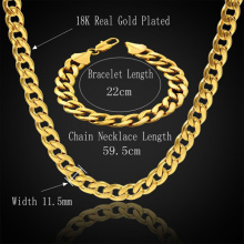 Gold Plated 316L Stainless Steel Link Chain Stylish Necklace And Bracelet Set Men Jewelry Sets