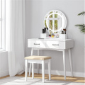 Modern Solid Wood Dressing Table White With Stool