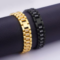 16mm Wide Stainless Steel Gold Mens Chain Bracelet