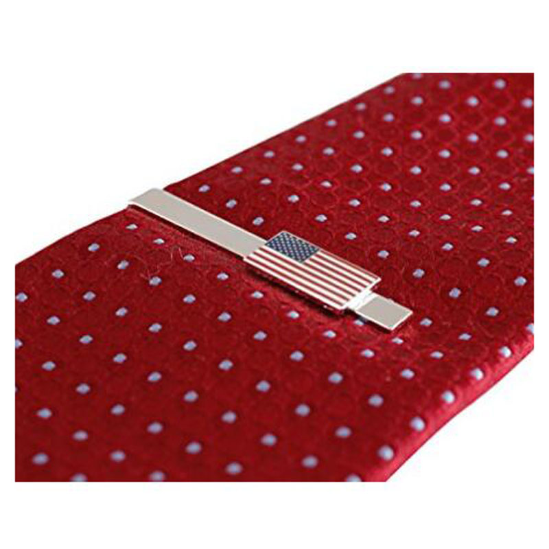 American Flag Silver Tie Bar