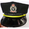 Leather black custom carvinal captain cap hat