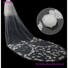Acessórios nupciais Velo nupcial Branco Marfim Flor Lace Appliqued Véus de casamento com pente