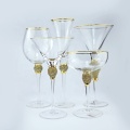 Champagnerglas mit goldenem Rand Kristallflöte mit Diamant