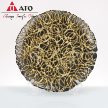 ATO Wholesale dishes western ceramic gold charger plates