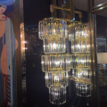 Lustre en cristal de luxe moderne à grande cylindrée pour salle de conventions