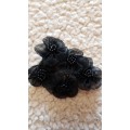 3D black Flower embroidery lace patches DIY beads