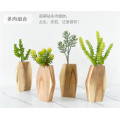 Multilateral Plastic Flowers Wooden Vase Standing