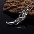 Antique Stainless Steel Mens Wolf Tooth Pendant Necklace