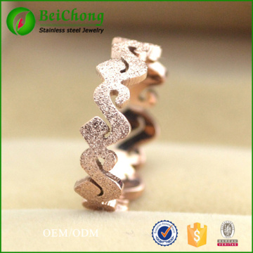 Korean fashion new women rose gold frosted s shaped titanium steel rose gold ring