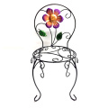 Handmade Metal Chair Flowerpot Stand Craft with Flower Garden Decoration