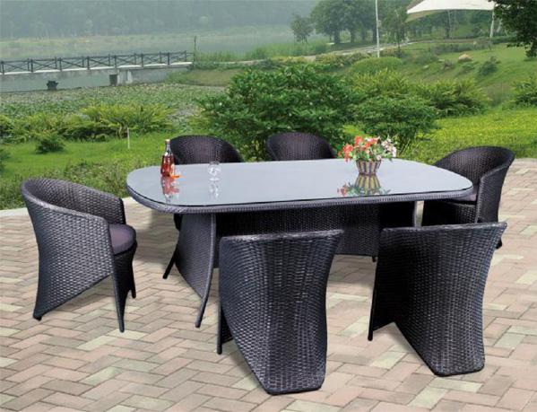 Garden Rattan Bistro Dining Chair Oval Table