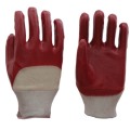 China Factory Labour Professional Half Cotted PVC Red / Blue Gloves