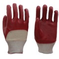 China Fábrica de Trabajo Profesional Medio Cotted PVC Rojo / Azul Guantes